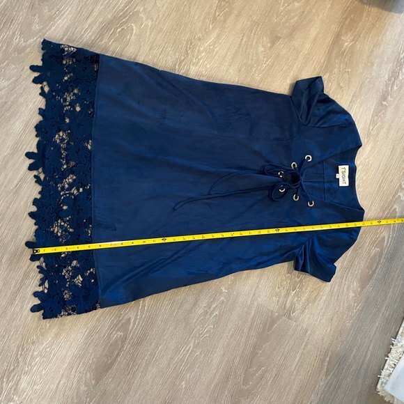 1st Sight Floral Lace Short Sleeve Mini Dress. Blue. Small. Resortwear, Cute - Picture 11 of 11